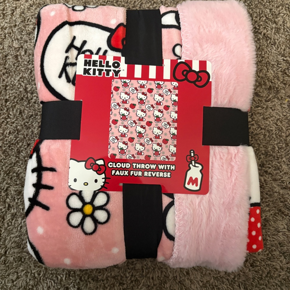 Hello Kitty Pink and Black Throw Blanket
